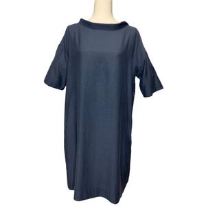 COS Dress Blue Grey Short Sleeve Boxy Fit Boatneck Size 12